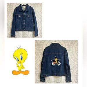 Vintage Warner Brothers Studios Tweety Bird Denim Jacket Women’s XL 100% Cotton